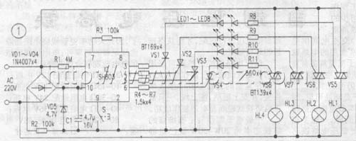 由SH803组成的大功率彩灯程控器电路,第3张