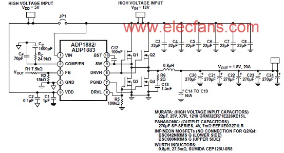 ADP1882-3设计的同步降压电源控制方案,第3张